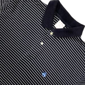 Brooks Brothers 346 Men's Large Blue Striped Polo Original Fit Preppy Logo